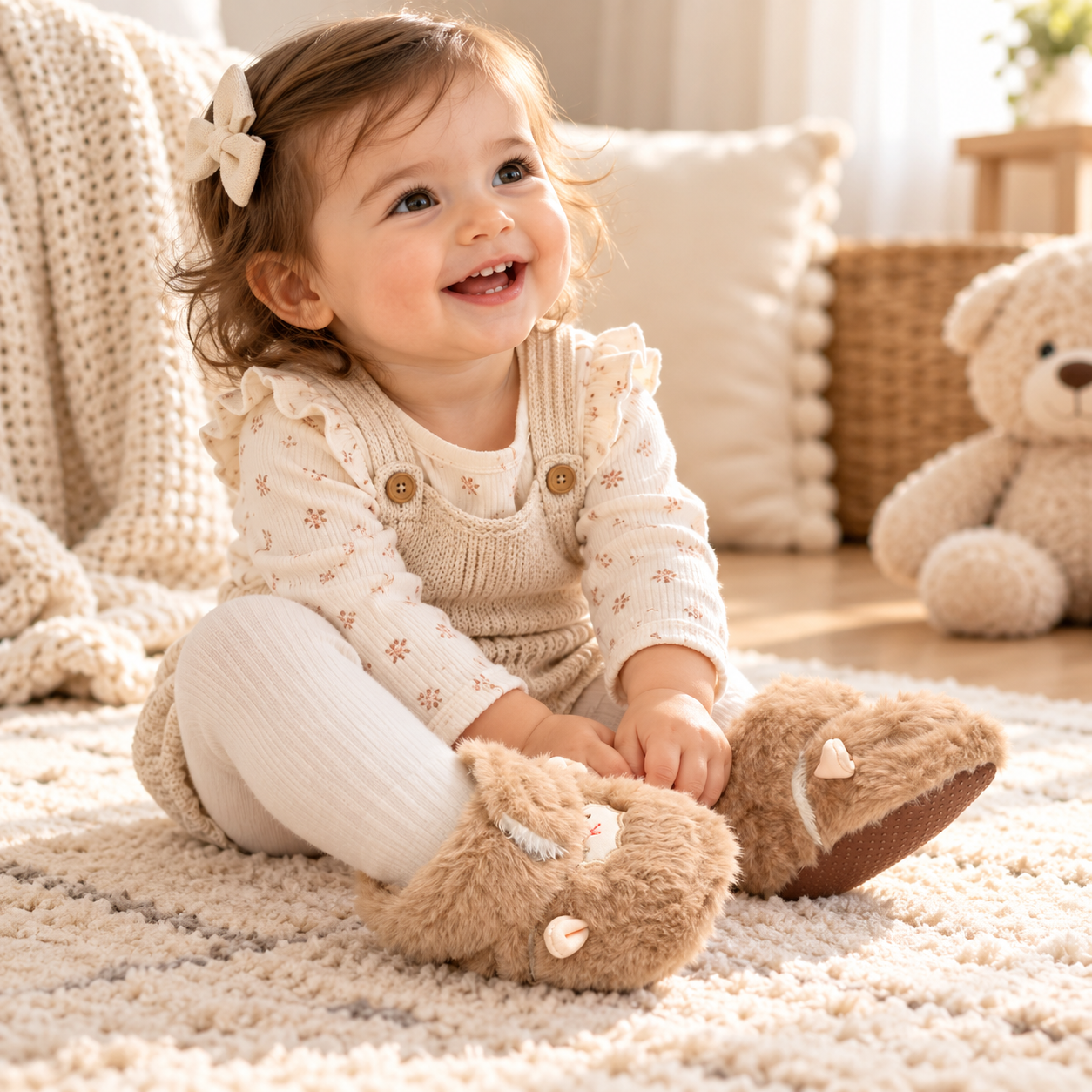 Baby Plush Winter Booties with Soft Soles