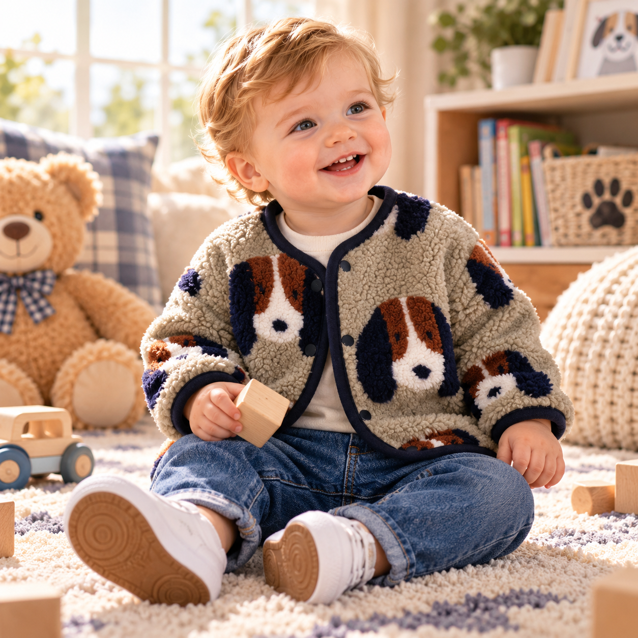 Baby & Toddler Dog Print Sherpa-Style Jacket