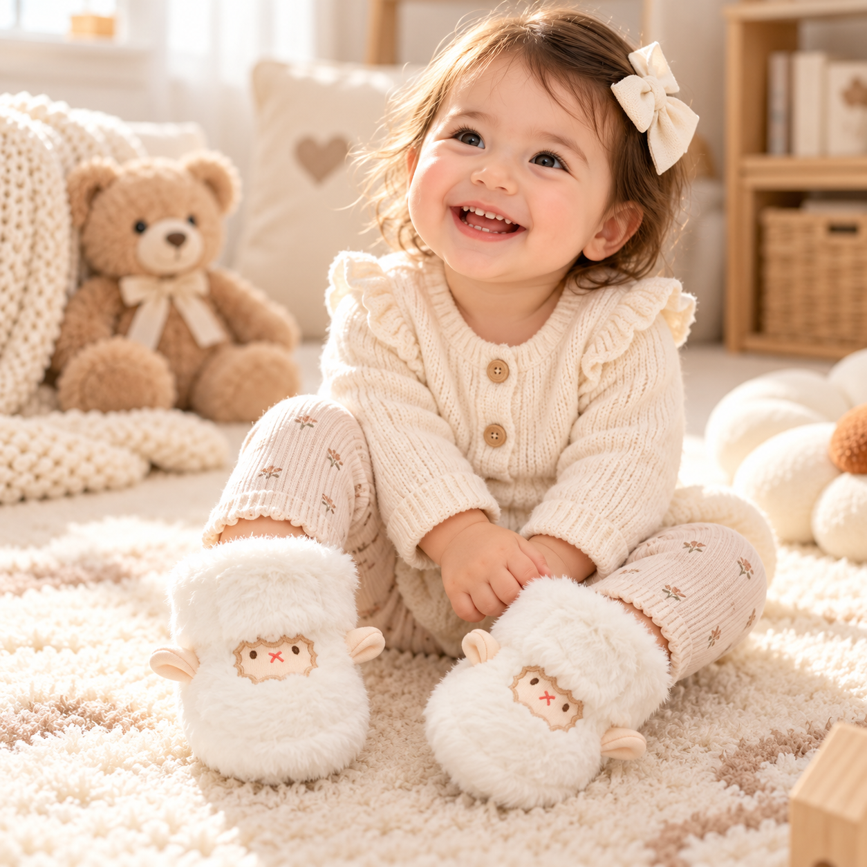 Baby Plush Winter Booties with Soft Soles