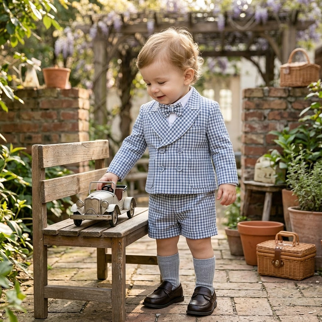 Toddler Boys’ Checked 3-Piece Formal Suit Set