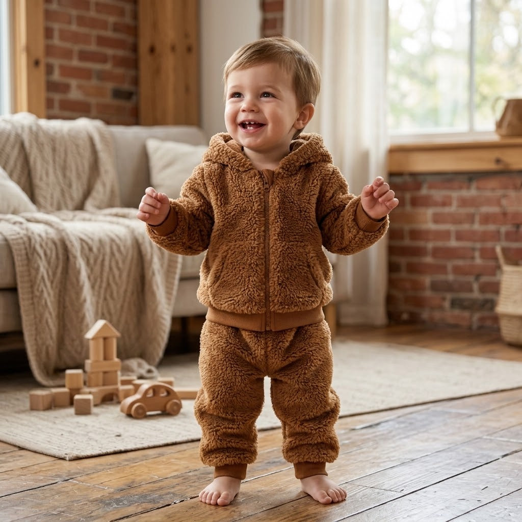 Baby & Toddler Plush Bear Hoodie and Pants Set