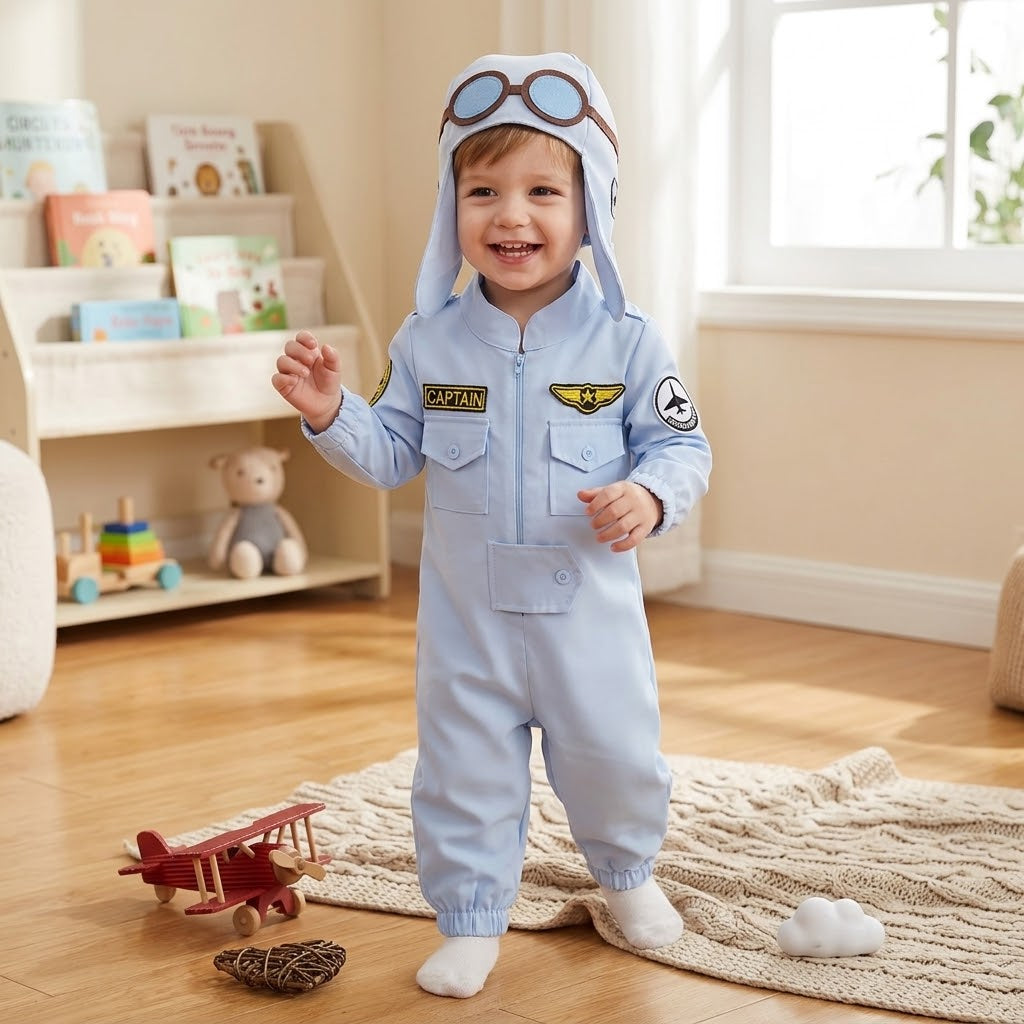 Baby & Toddler Pilot Costume Jumpsuit with Matching Hat