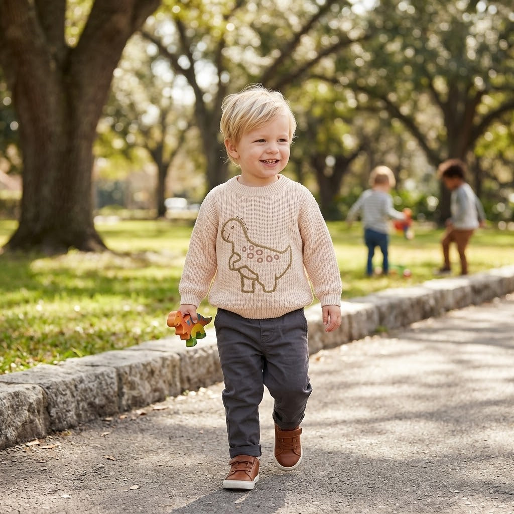 Baby & Toddler Boys' Dinosaur Embroidered Knit Sweater