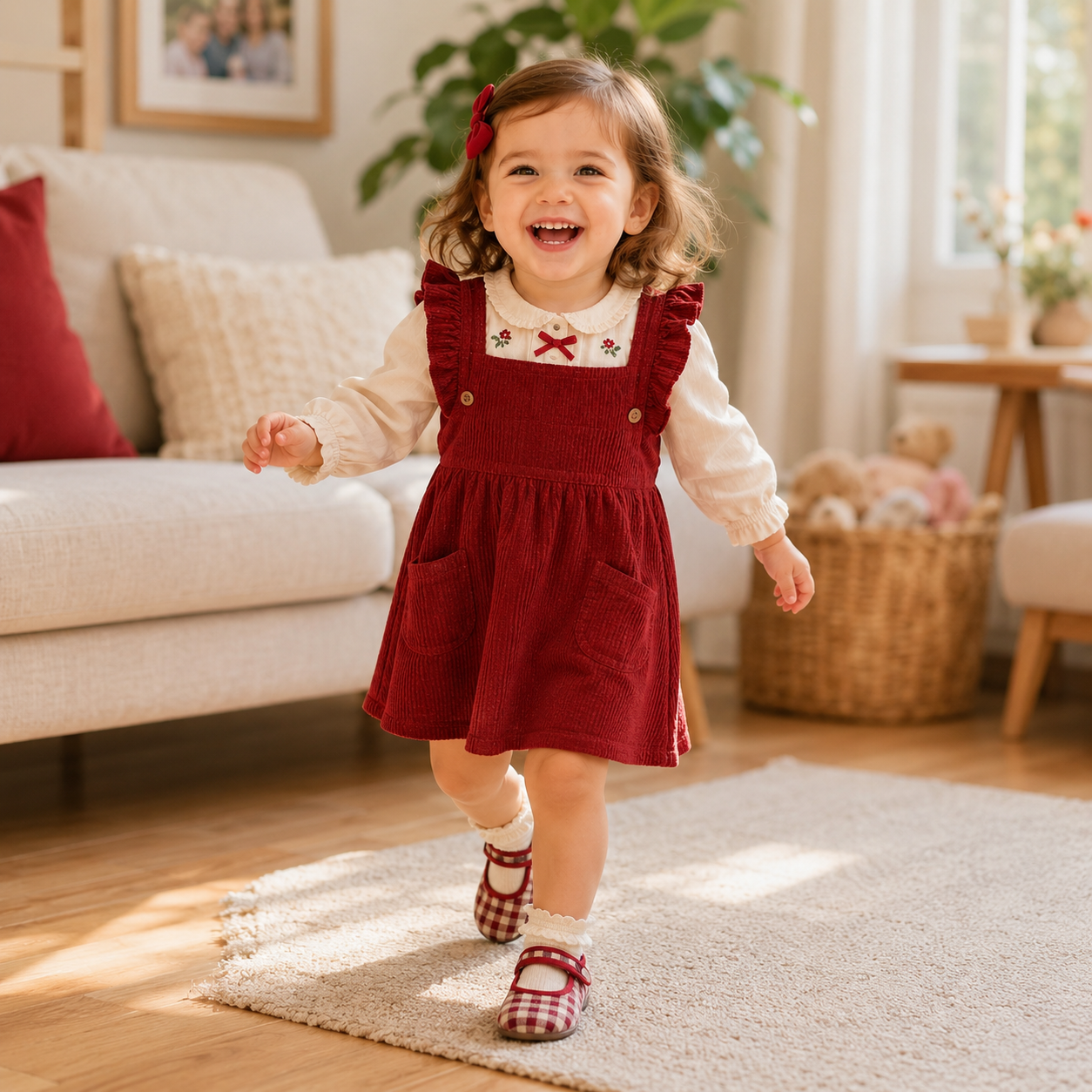 Toddler Girls Vintage Gingham Plaid Mary Jane Flats