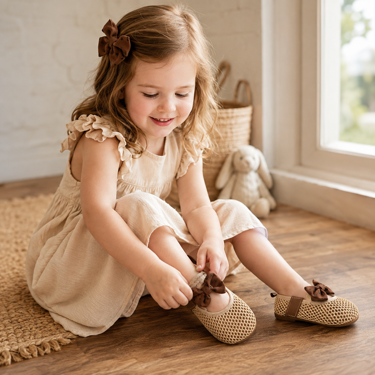 Girls’ Retro Mary Jane Mesh Sandals with Strap