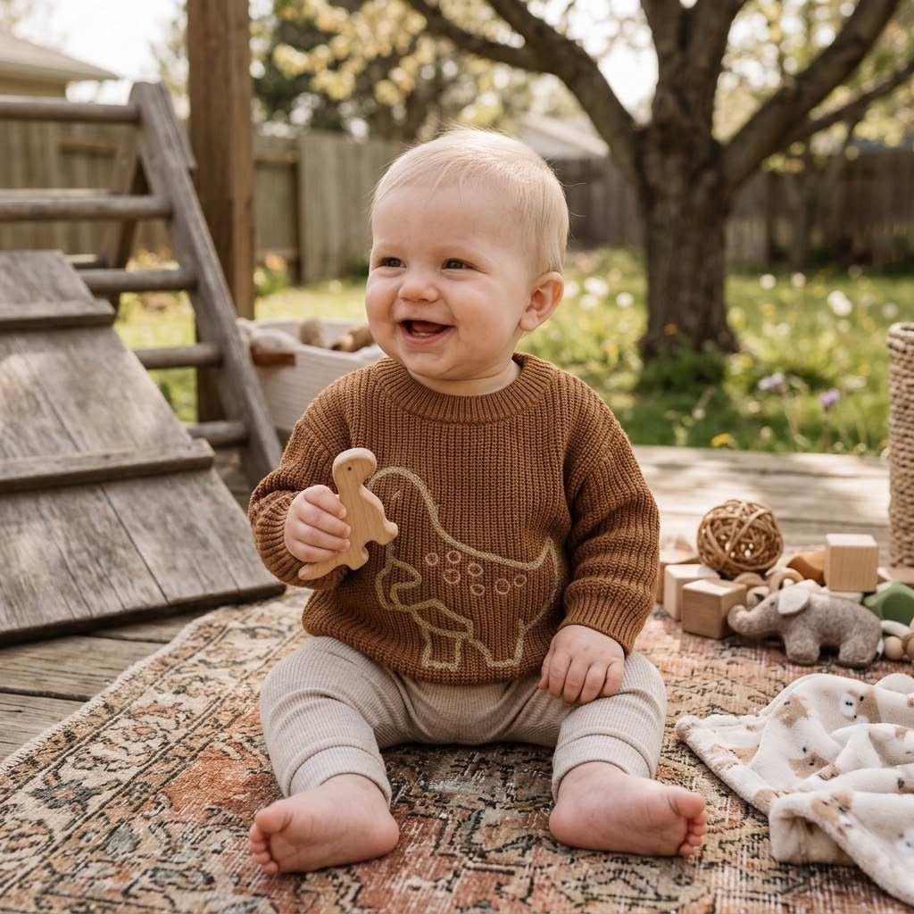 Baby & Toddler Boys' Dinosaur Embroidered Knit Sweater