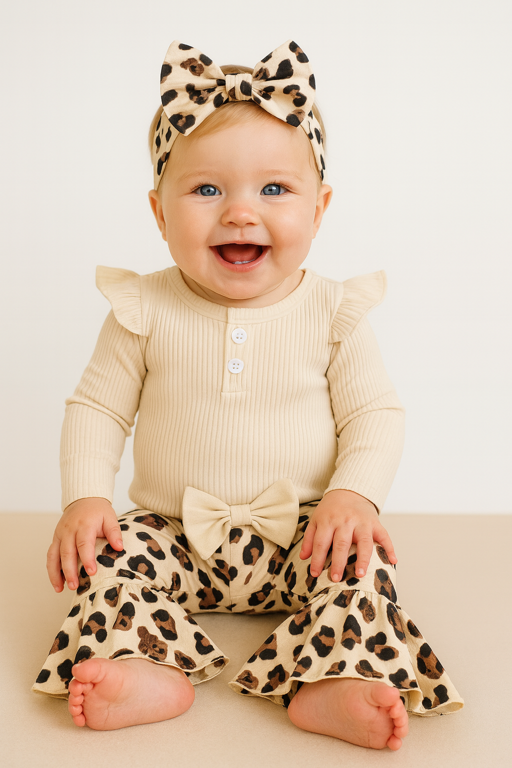 Animal Print Flare Pants Outfit for Baby Girls