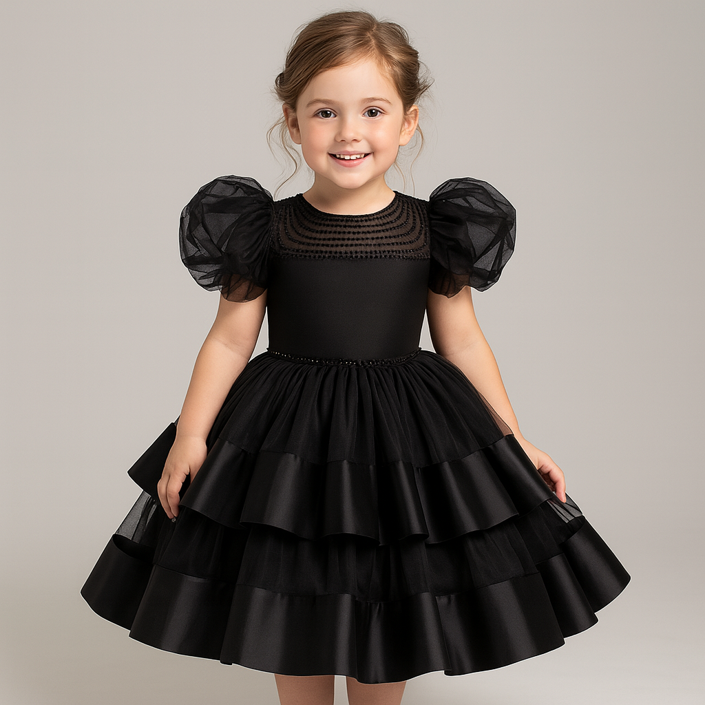 Elegant Black Princess Dress for Girls