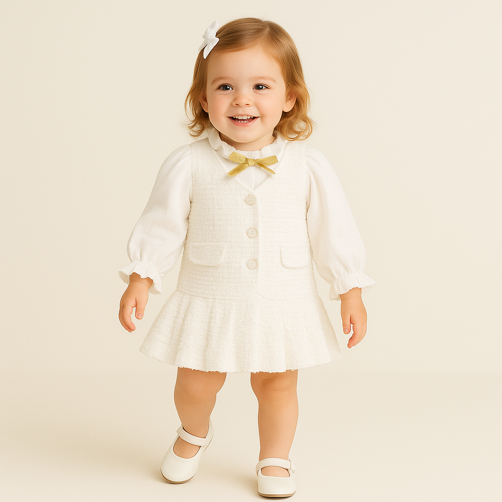 Girls Elegant Tweed Dress Set