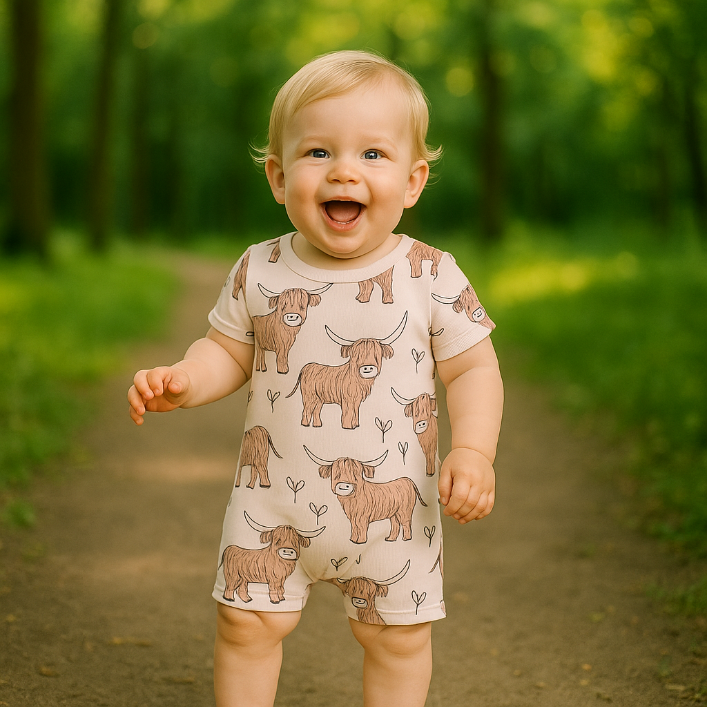 Western Cow Print Baby Romper