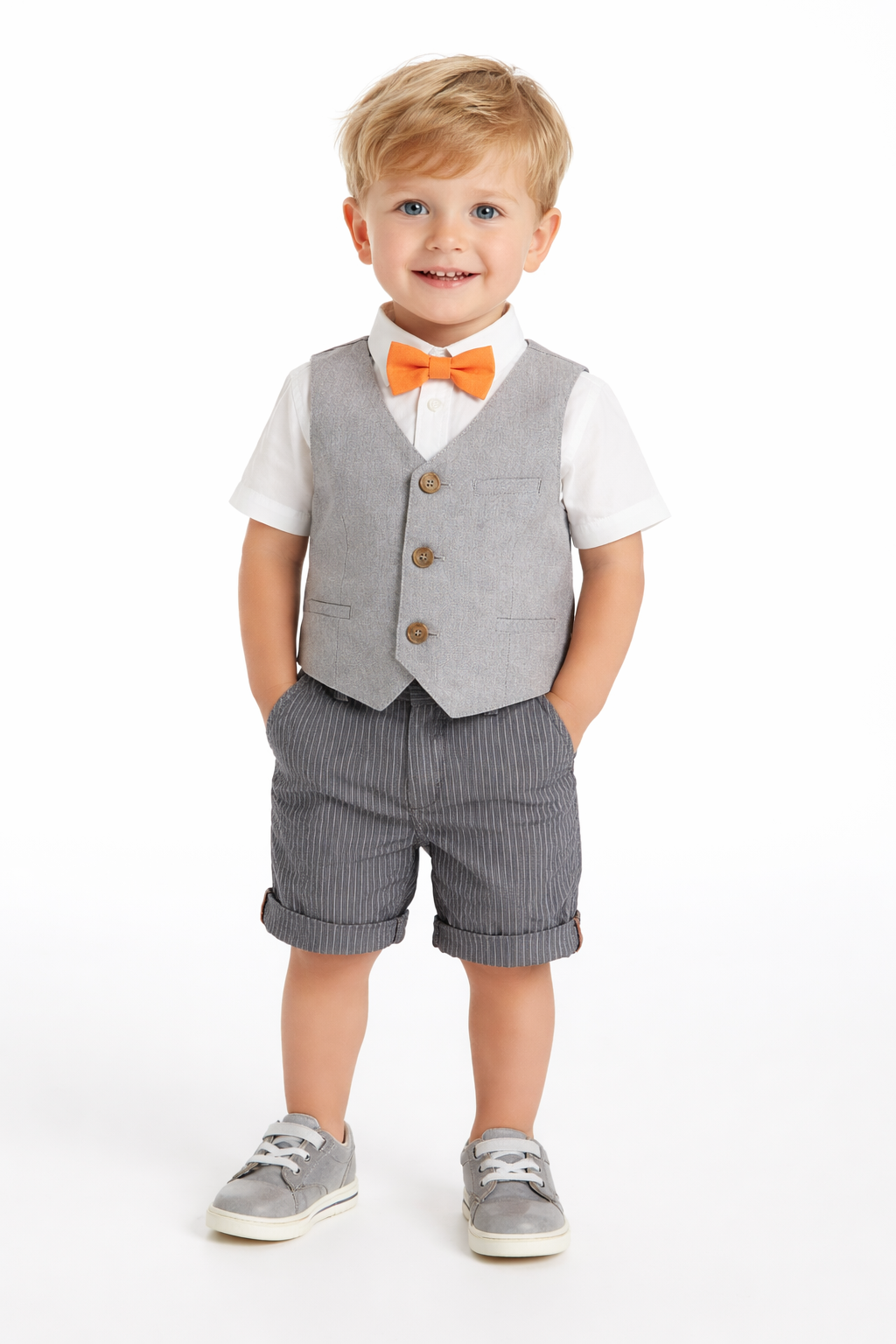 3-Piece Boys' Formal Vest, Shirt & Shorts Suit