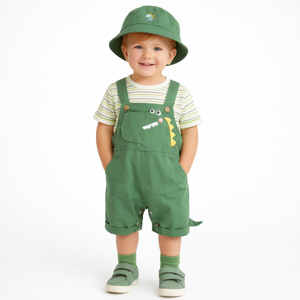 Green Dinosaur Kids Outfits Set