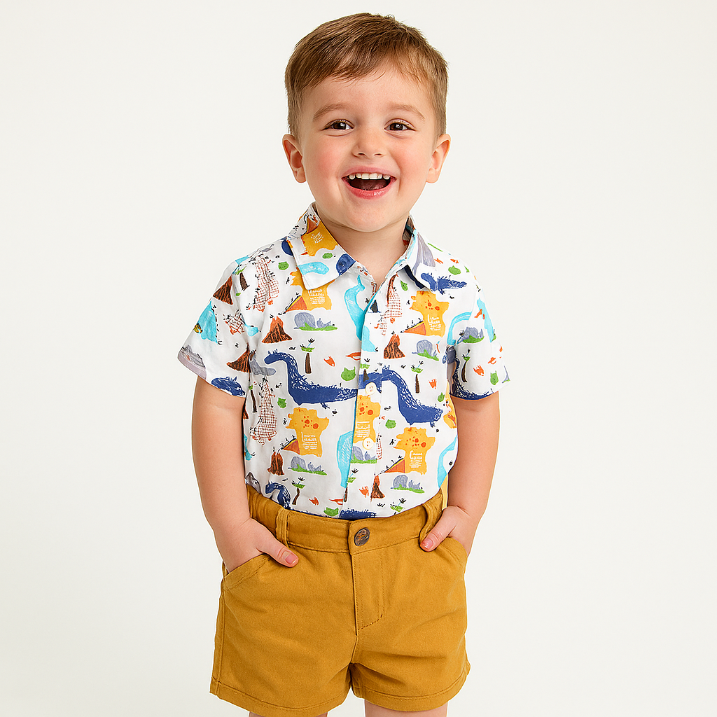 Dinosaur Print Baby Boy Summer Outfit Set