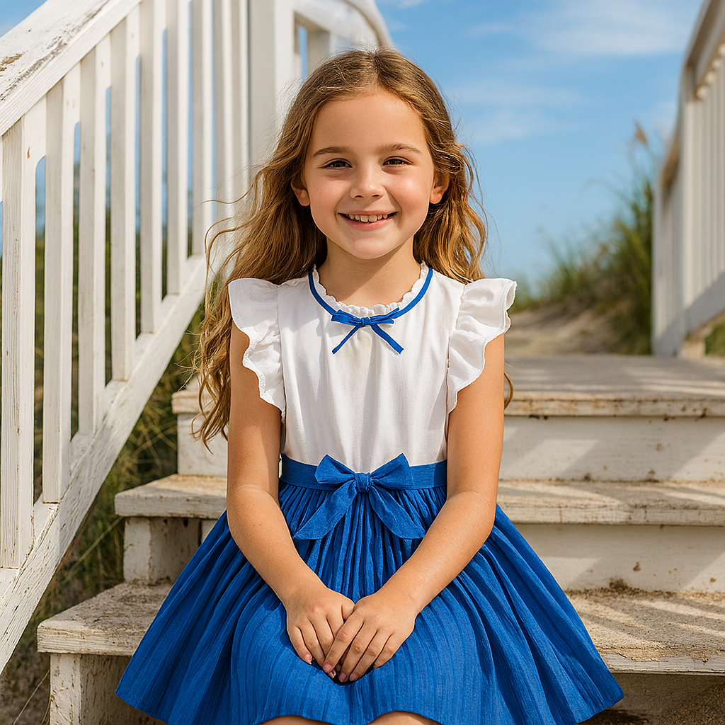 Girls’ Elegant Party Dress with Bow Tie