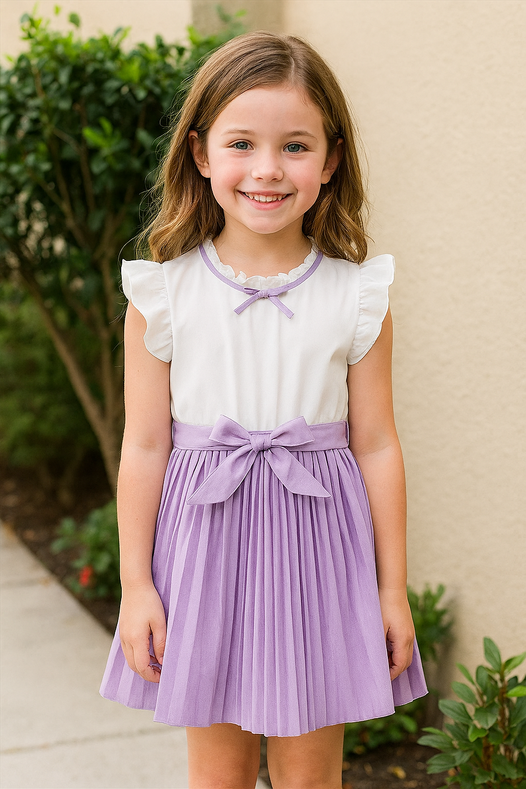 Girls’ Elegant Party Dress with Bow Tie