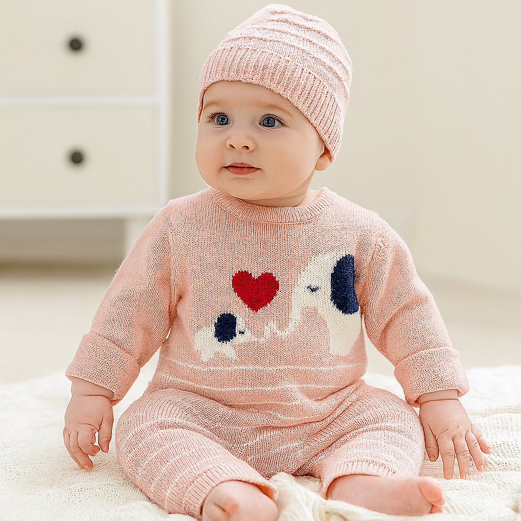 Elephant Knit Baby Romper