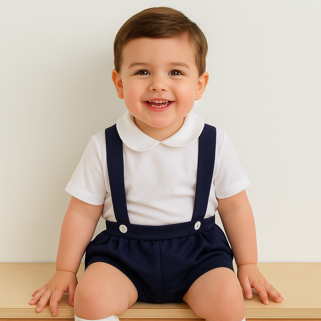 Unisex Baby Suspender Romper Set