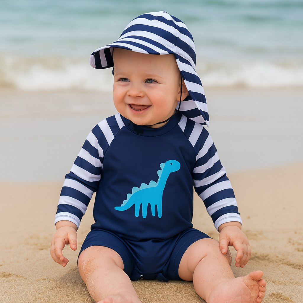 Toddler Boys Dinosaur Rash Guard Swimsuit Set