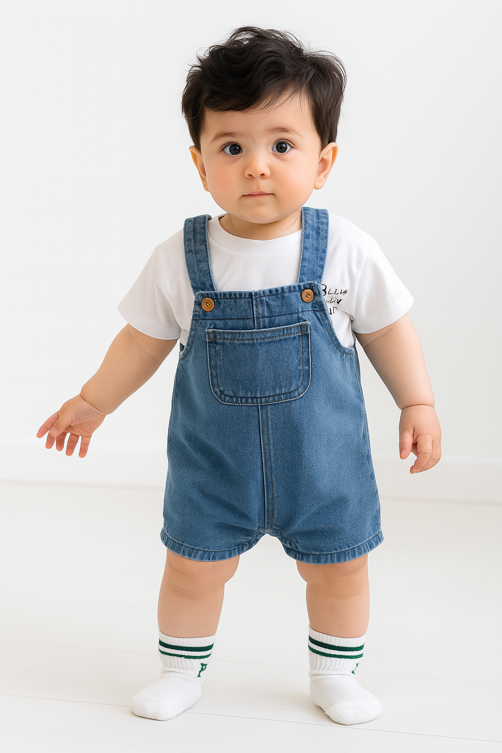Toddler T-Shirt and Denim Short Overalls