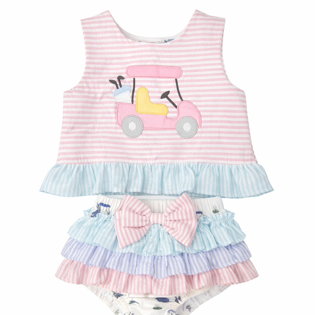2 Piece Golf Cart Top and Bow Shorts Set