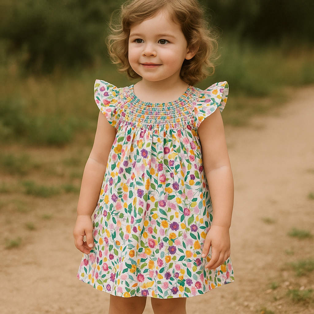 Girl Summer Floral Smocked Dress