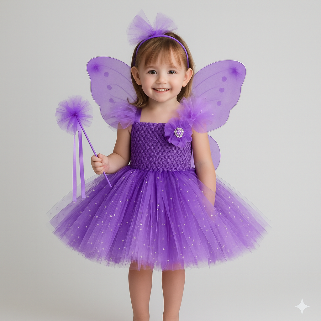 Fairy Costume Tutu Dress with Wings for Girls