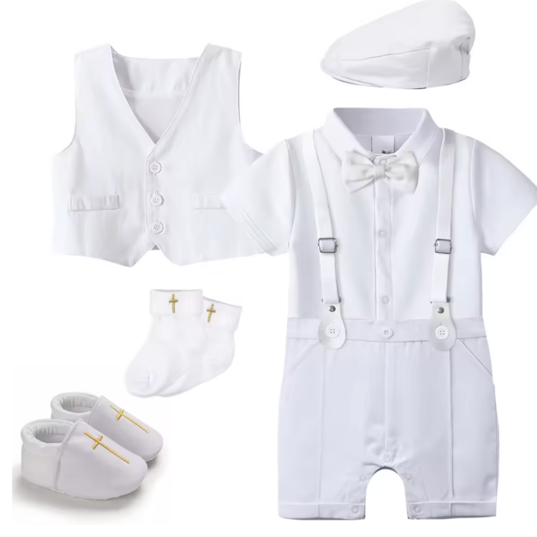 Classic White Baby Boy Christening Set