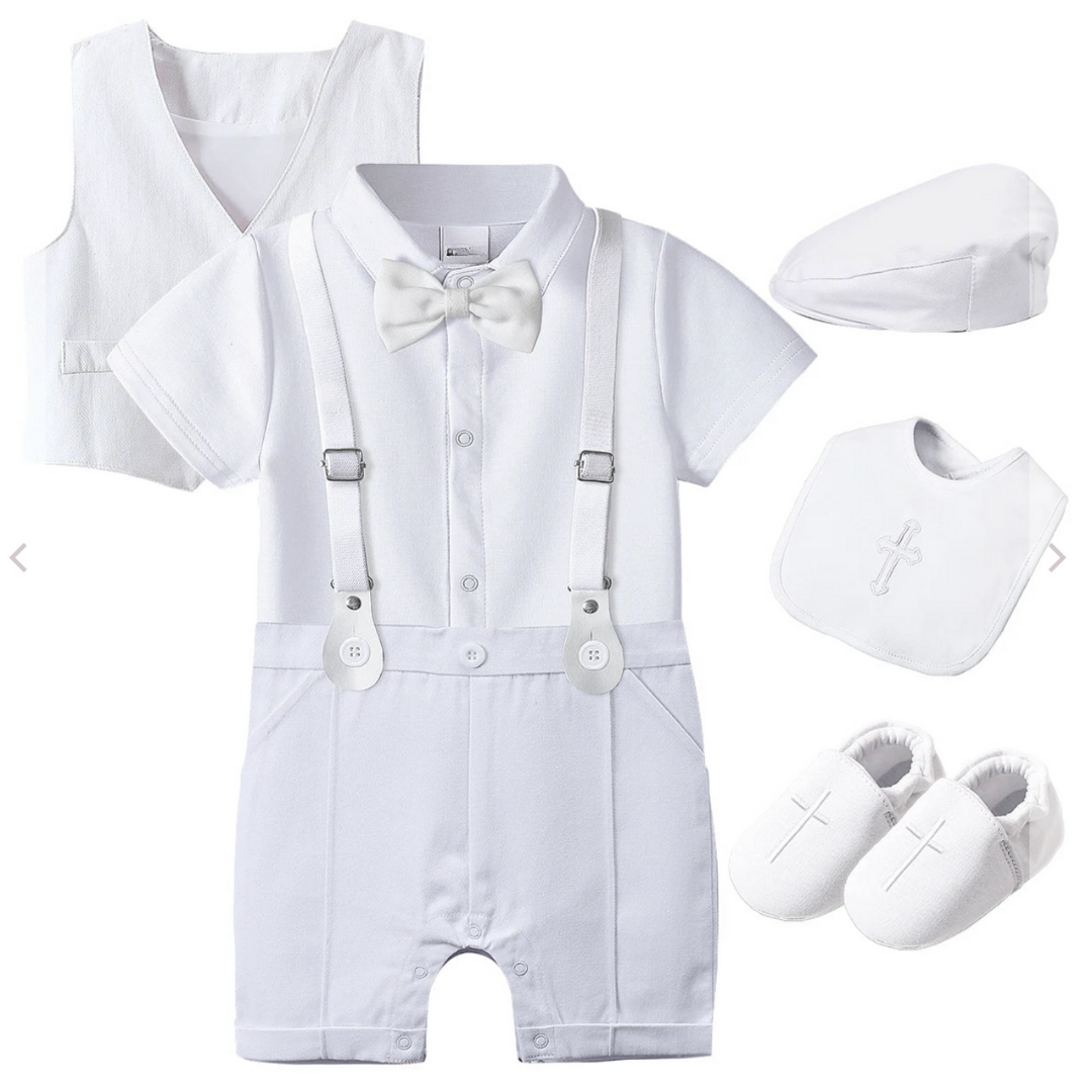 Classic White Baby Boy Christening Set