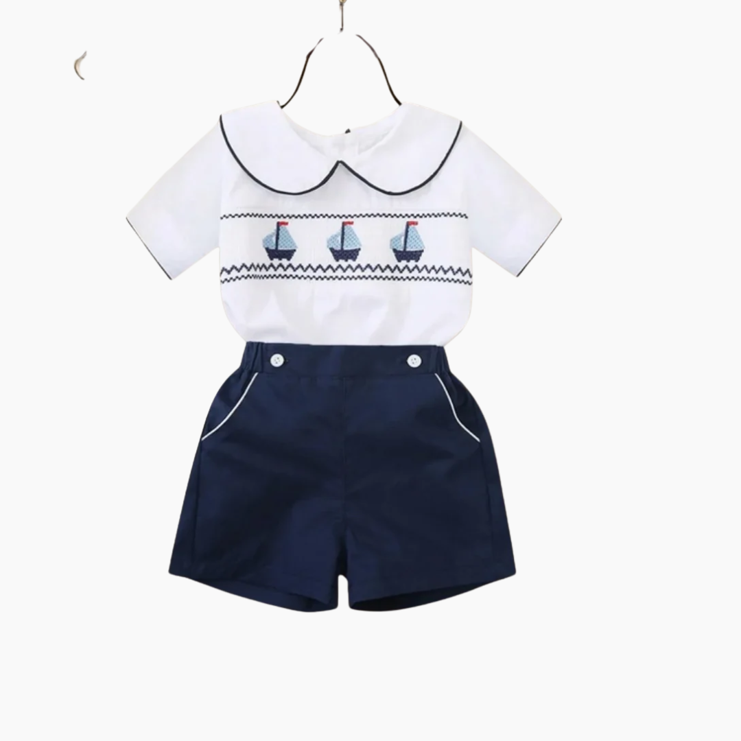Baby Boy Sailboat Smocked Outfit