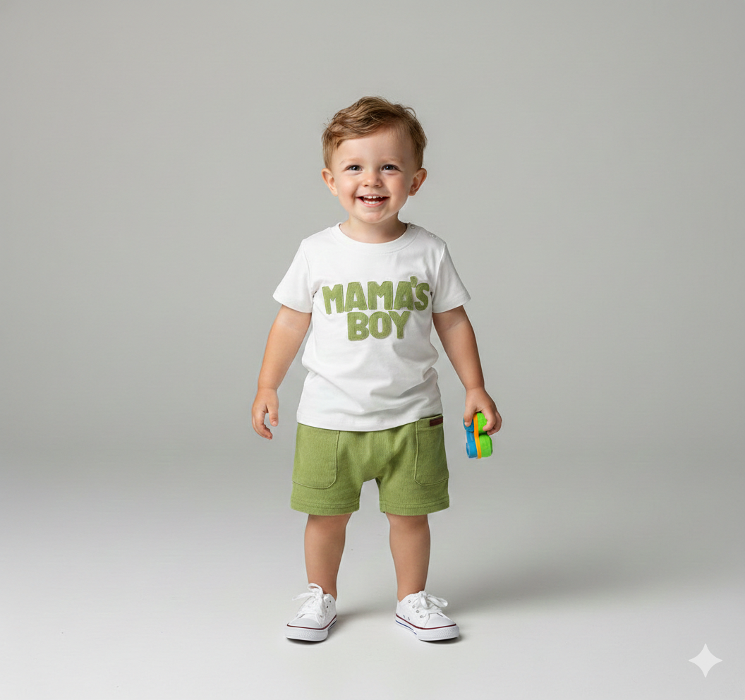 Textured Letter Patch Shirt & Shorts Set