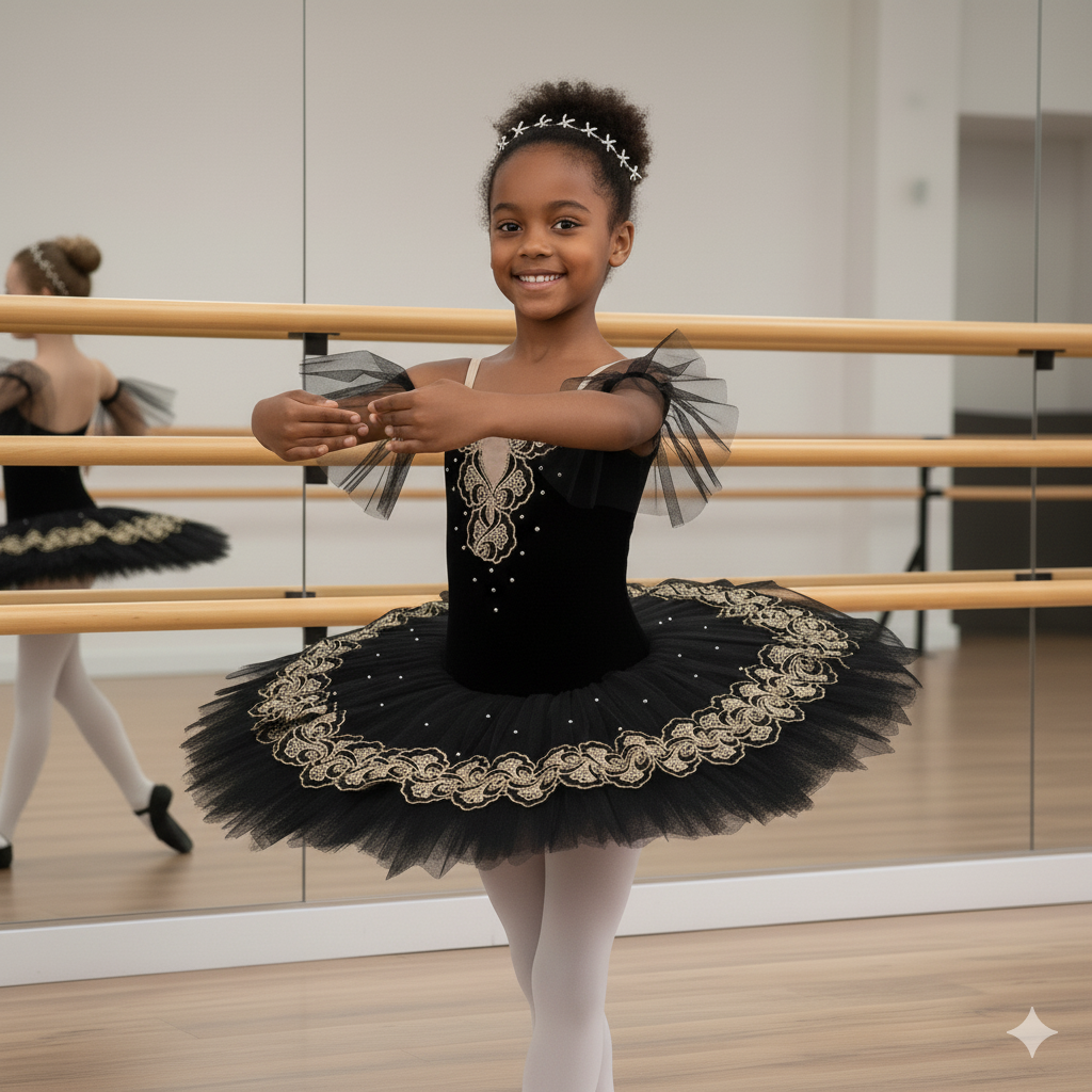 Professional Black Ballet Tutu Dress for Girls