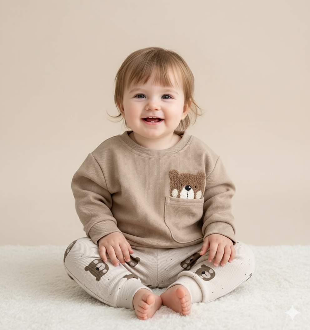 Peek-a-Boo Bear Pocket Sweatshirt & Pants Set