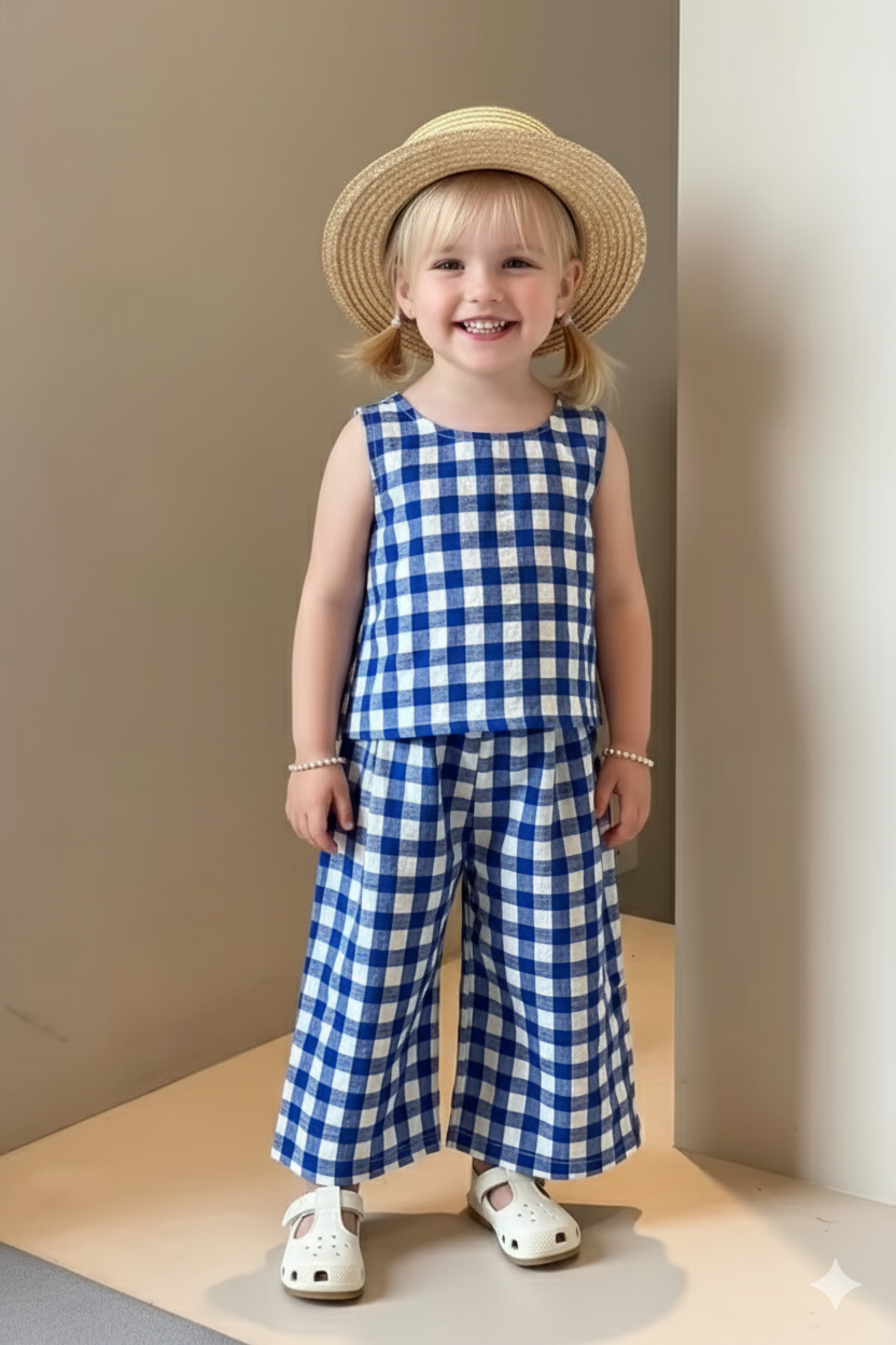 Breezy Gingham Top & Wide-Leg Pants