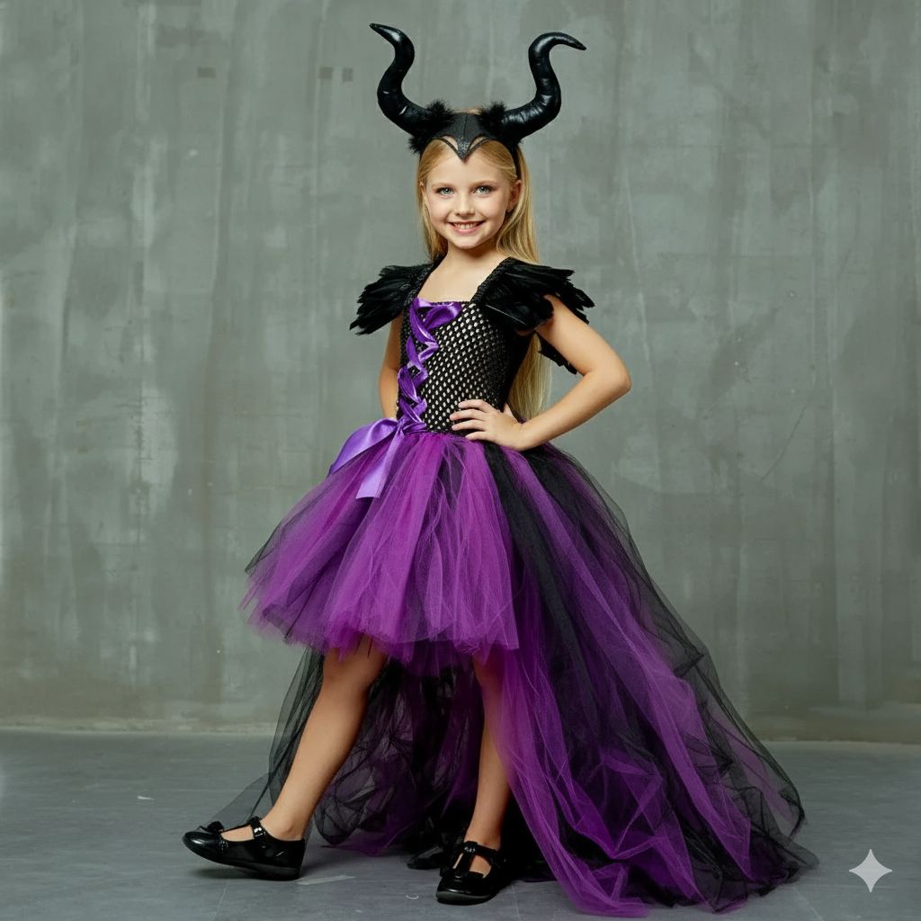 Girl's Evil Queen Costume with High-Low Skirt