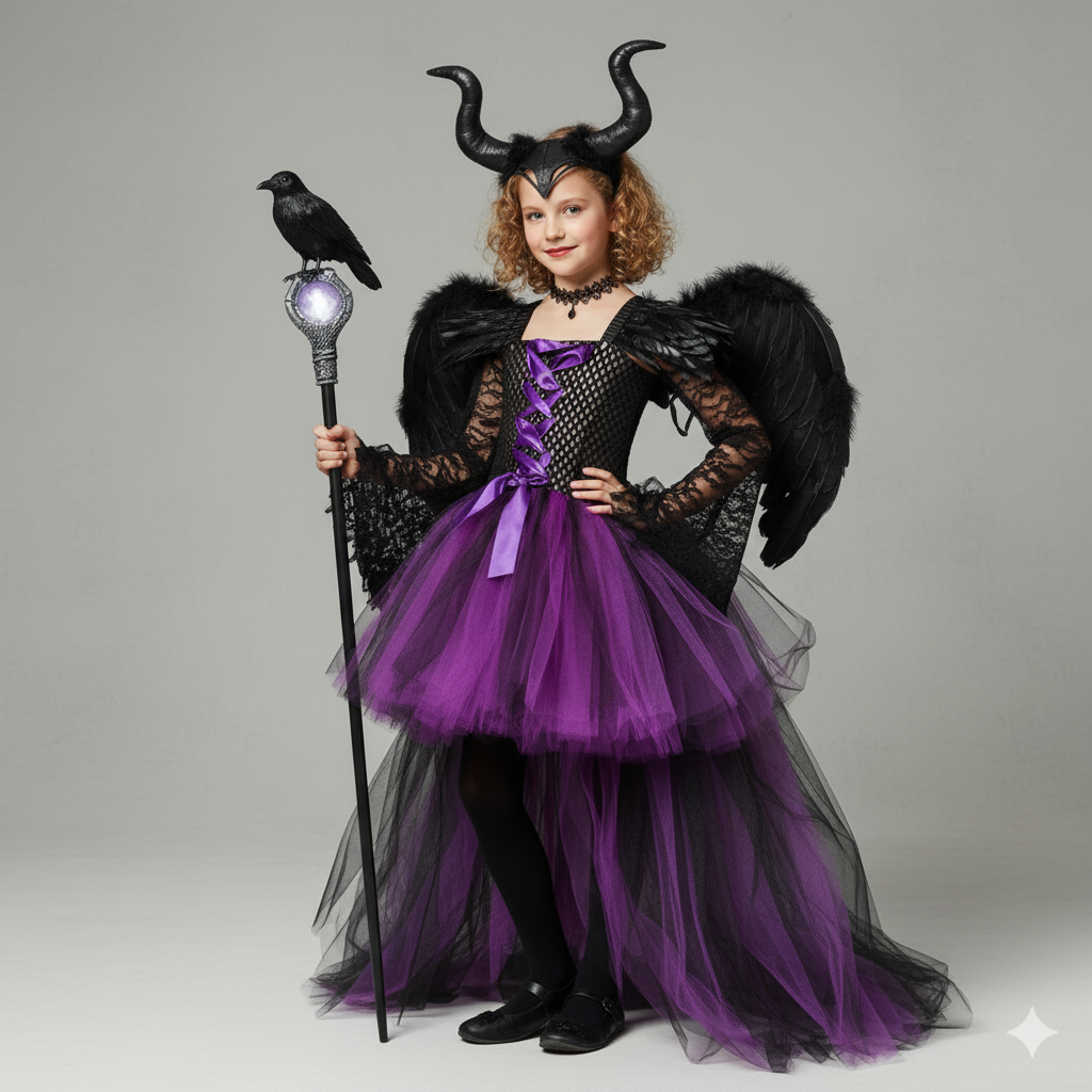 Girl's Evil Queen Costume with High-Low Skirt