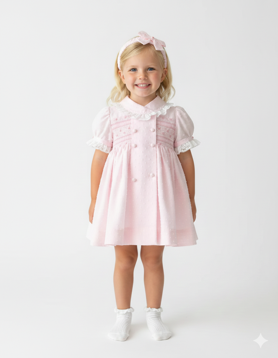 Handmade Pink Smocked Dress & Bloomer Set