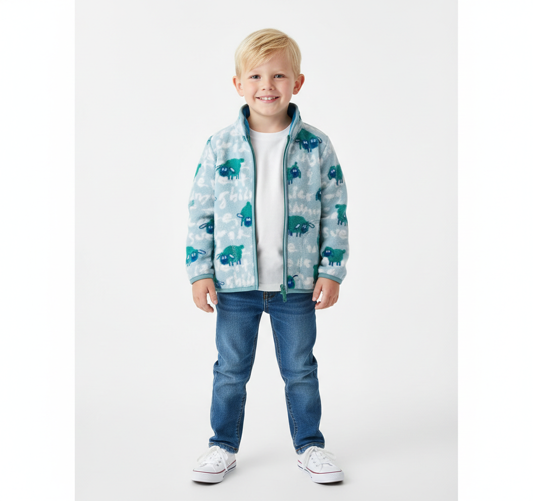 Printed Fleece Zipper Jacket for Boys