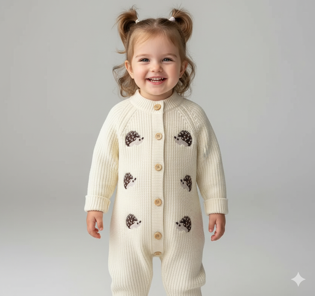 Unisex Knitted Rainbow Romper for Babies and Toddlers