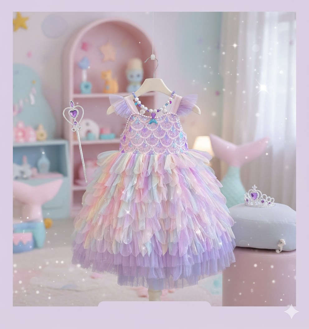 Sparkly Mermaid Princess Dress for Girls