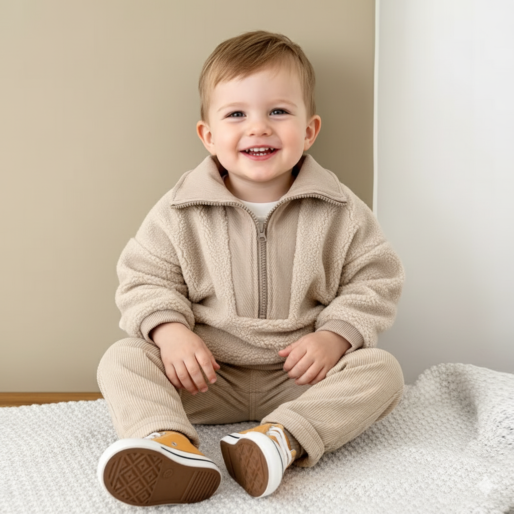 Unisex Toddler and Baby Cozy Sherpa Half-Zip Sweatshirt