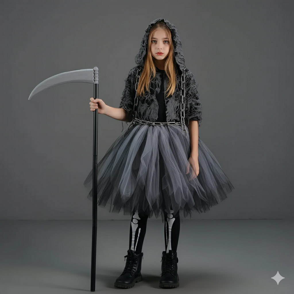 Girl's Gothic Reaper Deluxe Costume Set