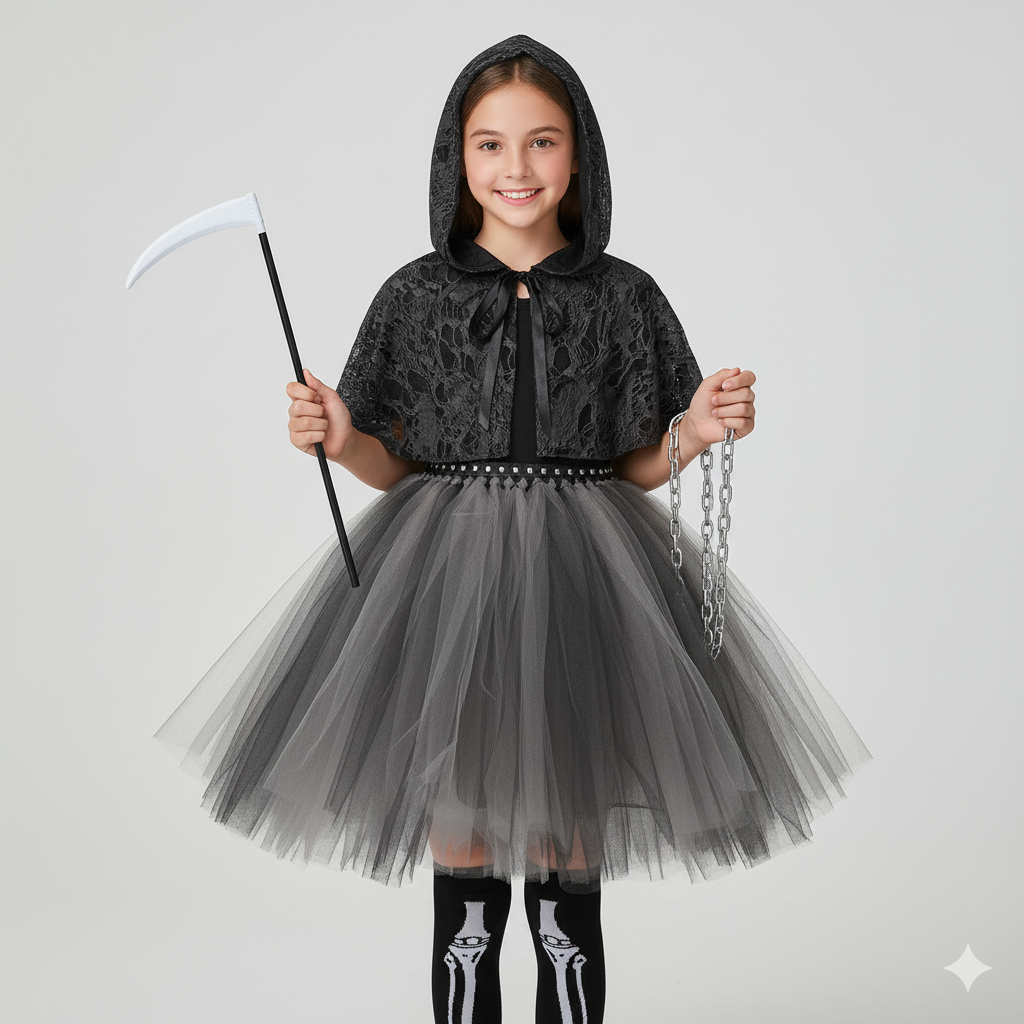 Girl's Gothic Reaper Deluxe Costume Set