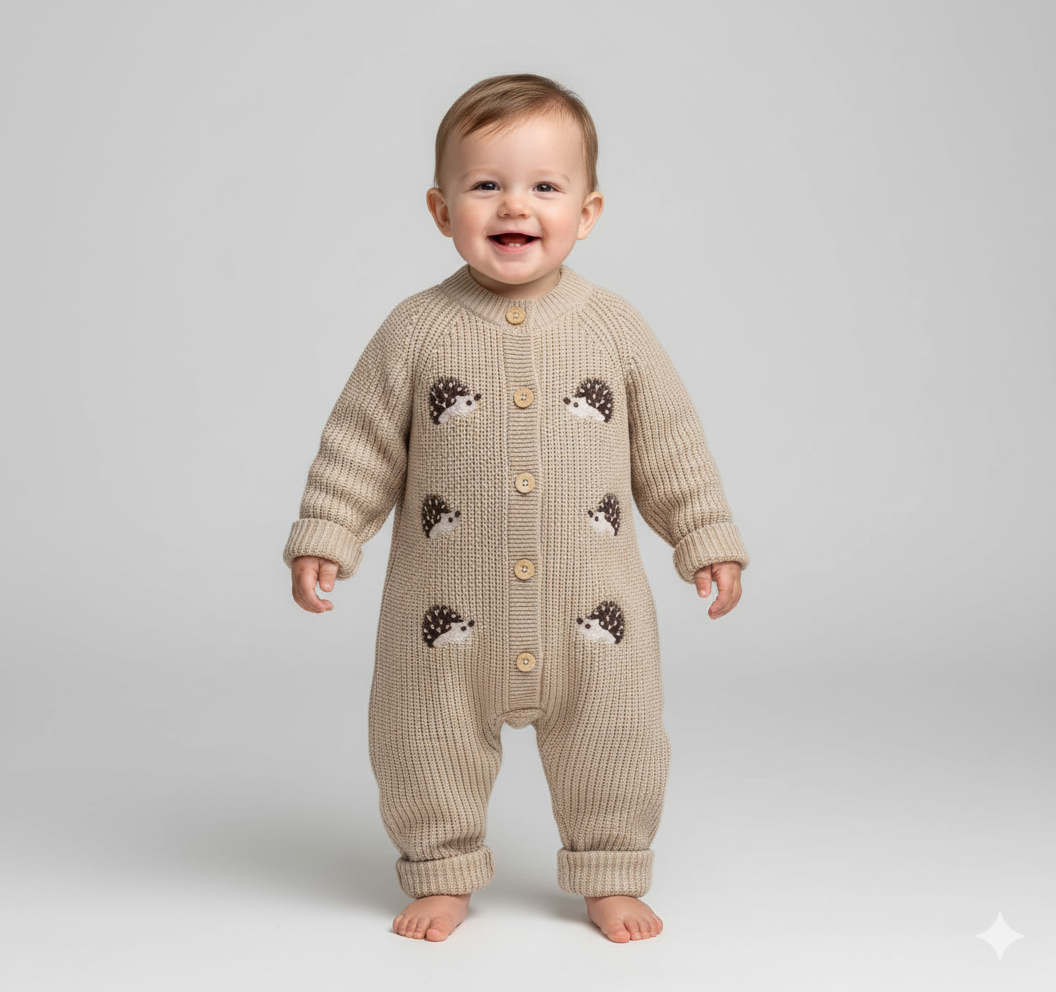 Unisex Knitted Rainbow Romper for Babies and Toddlers