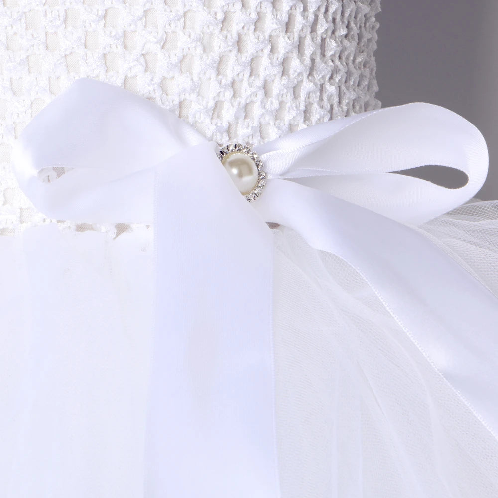 Girls White Angel Tutu Costume Dress