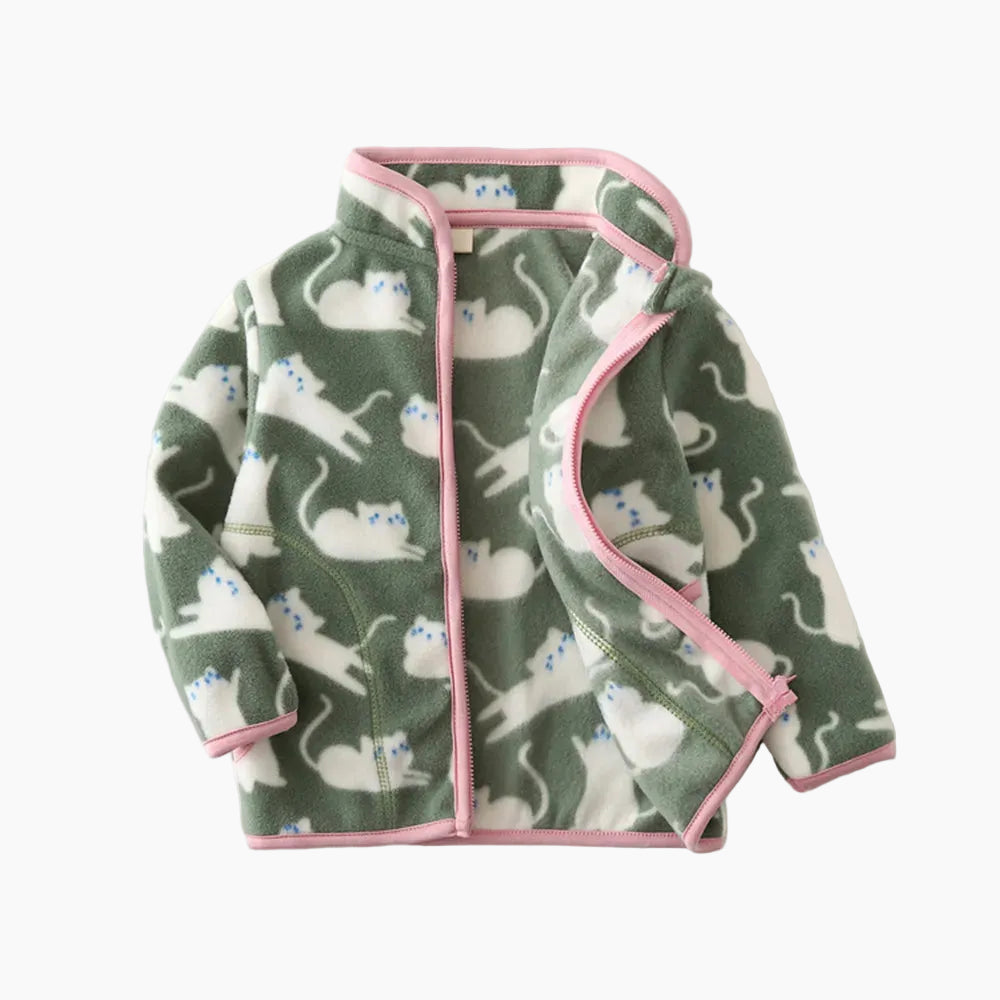 Printed Fleece Zipper Jacket for Kids