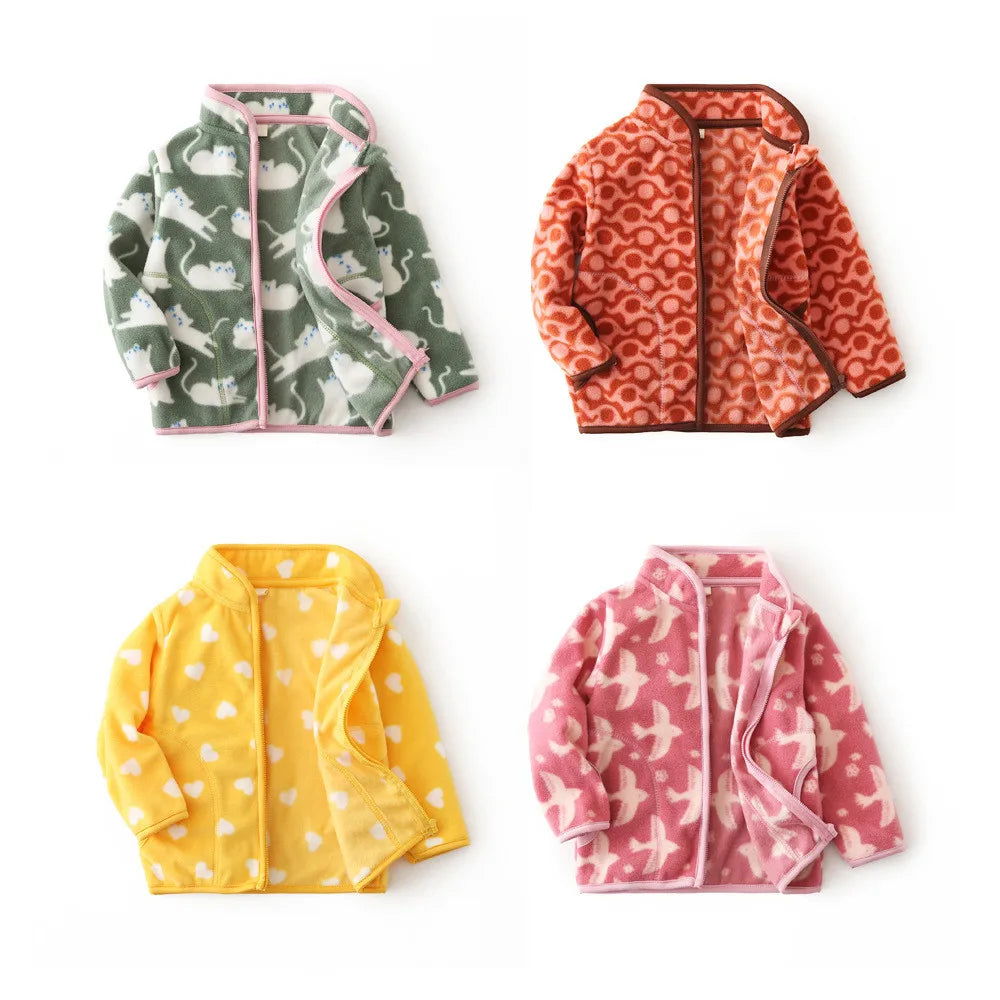 Printed Fleece Zipper Jacket for Kids