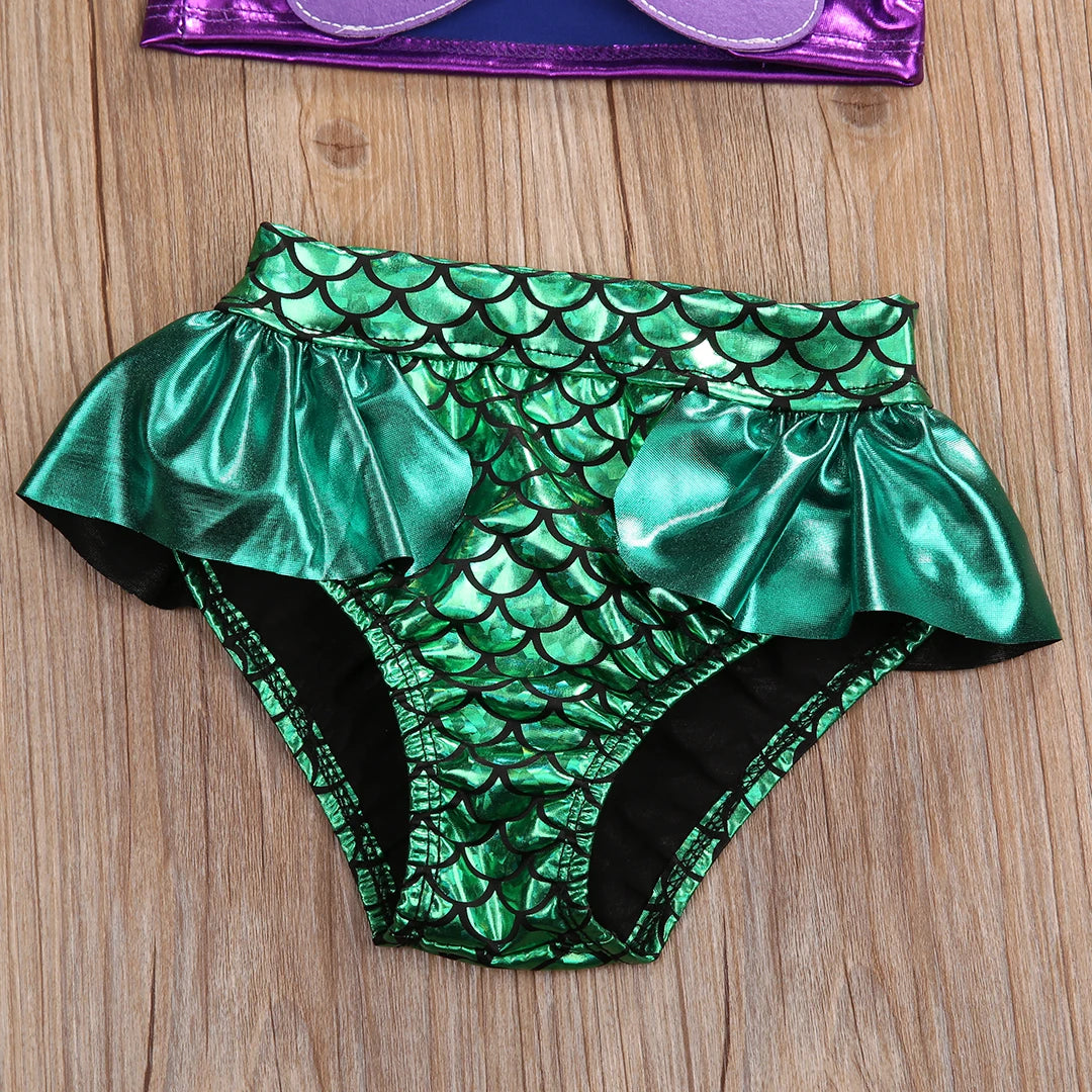 3-Piece Mermaid Tail Bikini & Bow Set