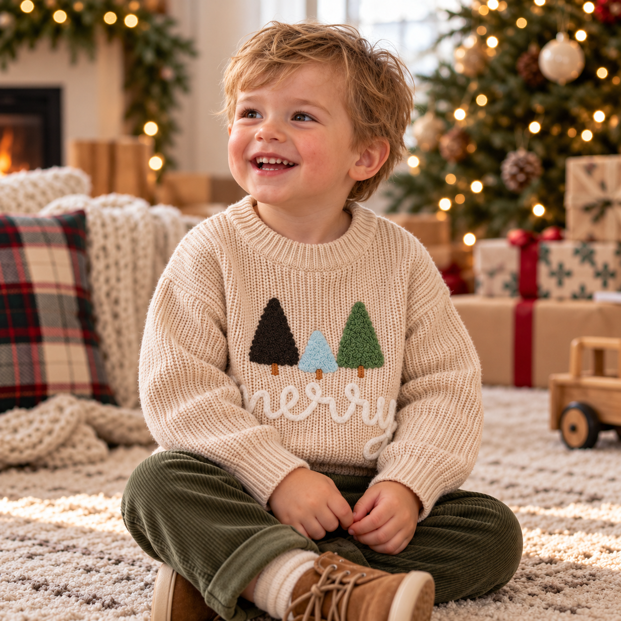 Baby & Toddler Christmas Embroidered Knit Sweater