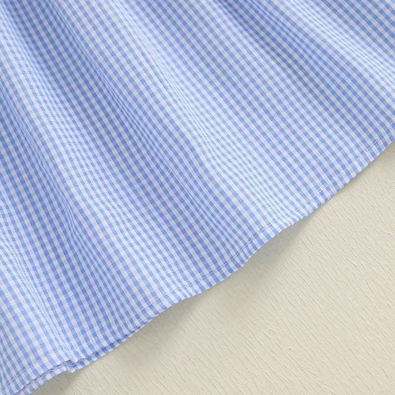 ABC Embroidered Plaid Dress