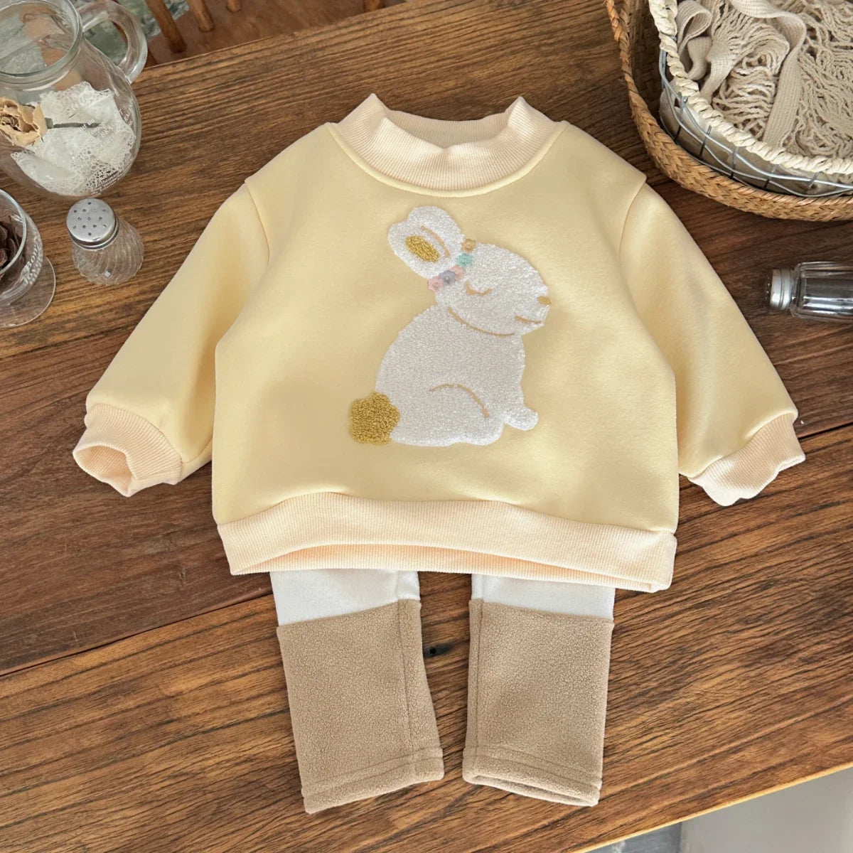 Baby & Toddler Casual Embroidered Rabbit Sweatshirt and Pants Set